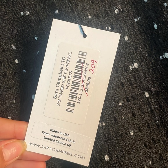 NEVER WORN still with tags Sara Campbell S/S Tweed shift w/fringe pockets black - Picture 3 of 4